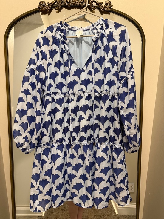 J.Marie Dresses & Skirts - J. Marie Blue Floral-Print Mini Dress - Women's Casual Tiered Dress small